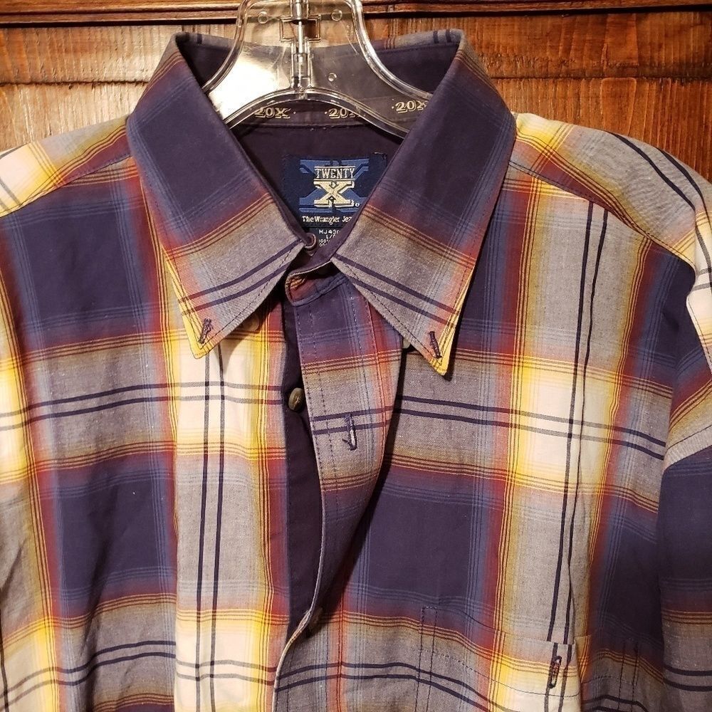 Wrangler Twenty X Plaid Western Shirt Large